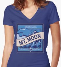 Mt. Moon Pokemon Beer Label Women's Fitted V-Neck T-Shirt