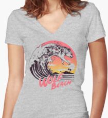Wolf Beach Women's Fitted V-Neck T-Shirt