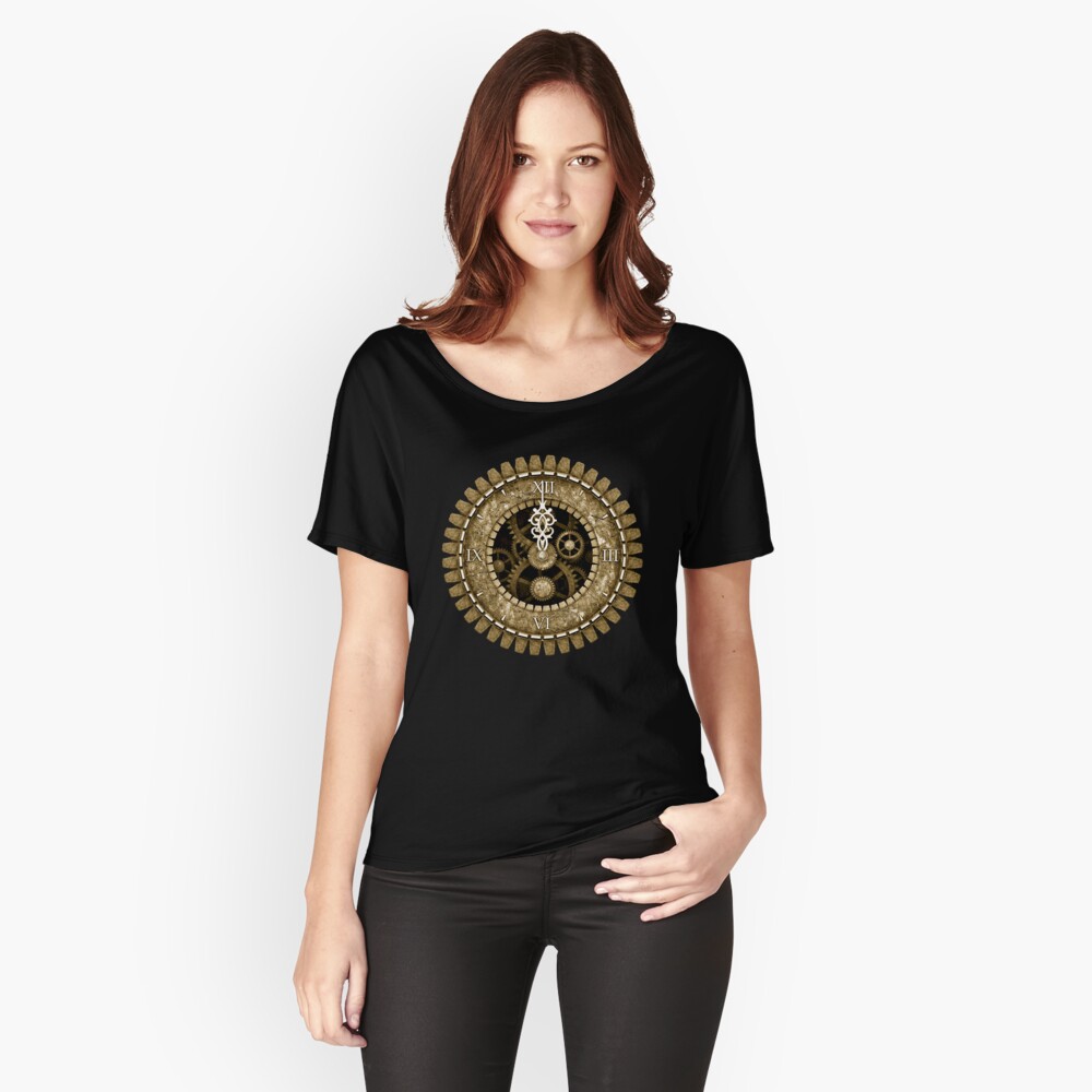 Steampunk Vintage Clock Face in Sepia Relaxed Fit T-Shirt