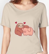 Faultier liebt Schwein Baggyfit T-Shirt