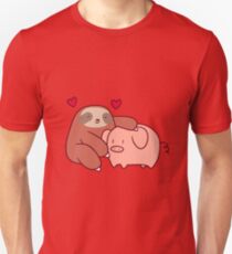 Sloth Loves Pig Unisex T-Shirt