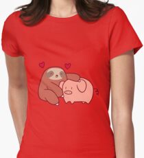 Faultier liebt Schwein Tailliertes T-Shirt für Frauen