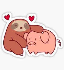 Sloth Loves Pig Sticker