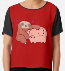 Faultier liebt Schwein Chiffontop