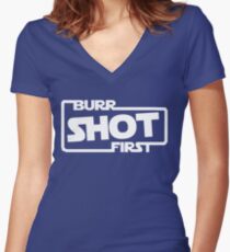 Burr Shot First Square Women's Fitted V-Neck T-Shirt