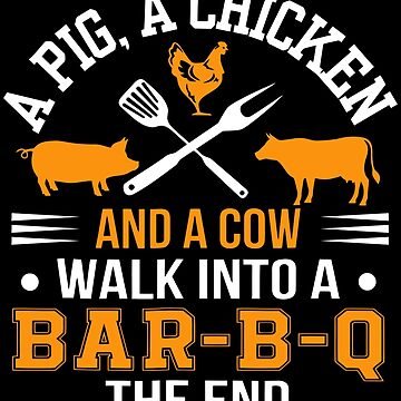 Funny Barbecue Grill Gifts Grilling Tee BBQ Master Chef - A Cow A Pig And A  Chicken Bbq Lovers - Pillow