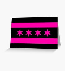 Chicago Flag - Pink & Black Greeting Card
