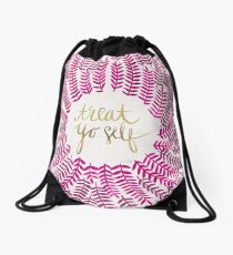 Treat Yo Self – Gold & Pink Drawstring Bag