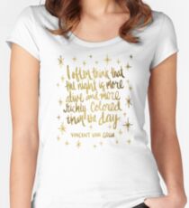 Nachteule - Gold Tailliertes Rundhals-Shirt