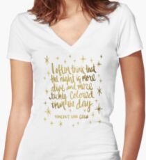 Night Owl – Gold Women's Fitted V-Neck T-Shirt