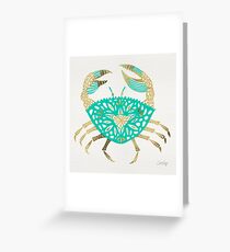 Crab – Turquoise & Gold Greeting Card