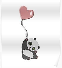 Panda And Balloon Poster