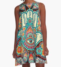 Hamsa Hand A-Linien Kleid