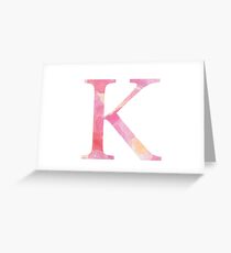 Pink Kappa Watercolor Letter Greeting Card