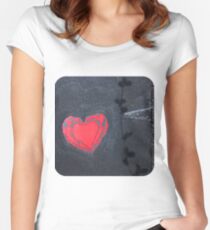 Red Heart on Black Women's Fitted Scoop T-Shirt