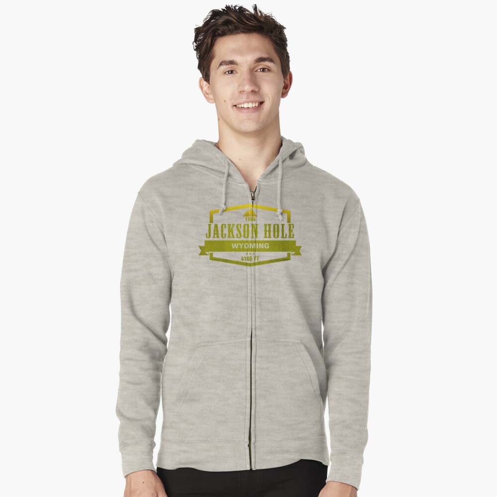 "Jackson Hole Ski Resort Wyoming" Zipped Hoodie by CarbonClothing