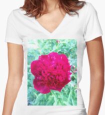 peony Women's Fitted V-Neck T-Shirt