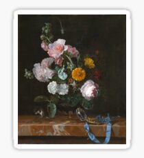 Willem Van Aelst - Vanitas Flower Still Life . Still life with flowers: still life with flowers, flowers, blossom, nature, botanical, floral flora, wonderful flower, plants, garden, vase Sticker