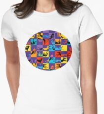 Pop Art Jagdhunde Tailliertes T-Shirt für Frauen