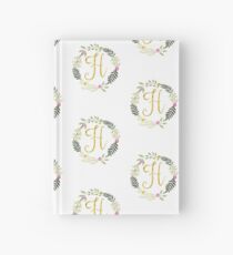 Floral and Gold Initial Monogram H Hardcover Journal