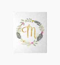 Floral and Gold Initial Monogram M Art Board