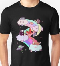 Rainbow Clouds and Animals Slim Fit T-Shirt