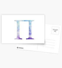 Blue Pi Watercolor Letter Postcards