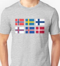 Skandinavische Flaggen Unisex T-Shirt