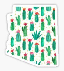 Arizona State Outline Watercolor Cacti Sticker