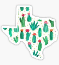 Texas Outline Watercolor Cacti Sticker