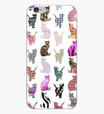 Girly Whimsical Cats aztec floral stripes pattern iPhone Case