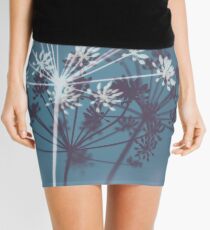 Twilight Stars. Botanical Macro Abstract Art. Dark Floral Mini Skirt