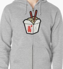 Take-Out Noodles Box Pattern Zipped Hoodie