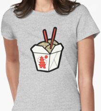 Take-Out Noodles Box Pattern Women's Fitted T-Shirt