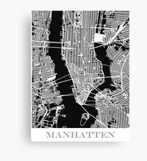 Lienzo Map of Manhattan Print - Black