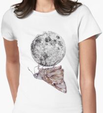 In which a moth is enticed by the light of the moon Women's Fitted T-Shirt
