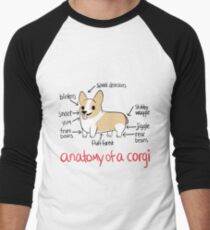 Camiseta ¾ estilo béisbol Anatomía de un Corgi