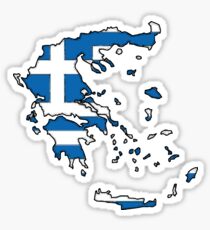 Greece Map With Greek Flag Sticker