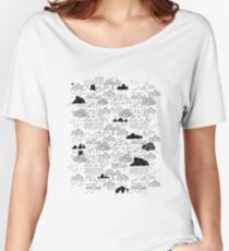 Doodle clouds and cats Women's Relaxed Fit T-Shirt