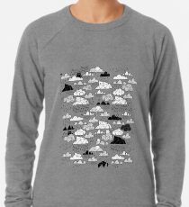 Doodle clouds and cats Lightweight Sweatshirt