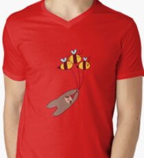 Sloth and Bumble Bees Men's V-Neck T-Shirt