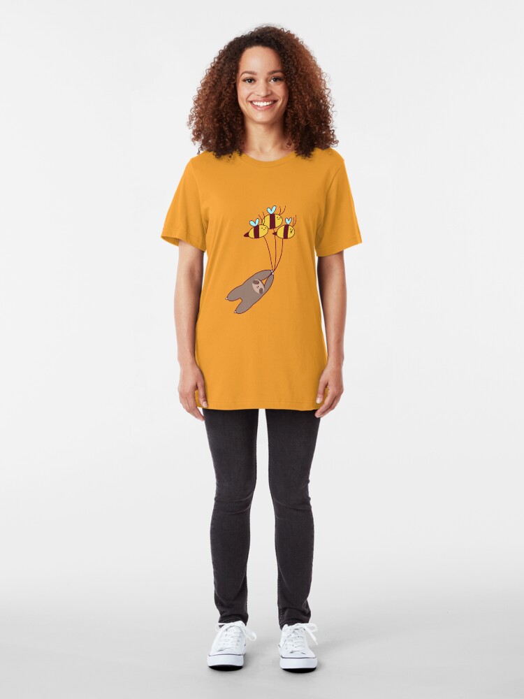 Alternate view of Sloth and Bumble Bees Slim Fit T-Shirt