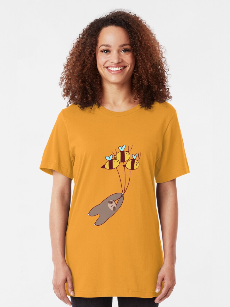 Alternate view of Sloth and Bumble Bees Slim Fit T-Shirt