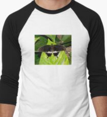 Black and White Butterfly Men's Baseball ¾ T-Shirt