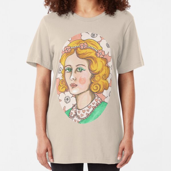 "Priscilla" Retro Portrait Illustration Slim Fit T-Shirt
