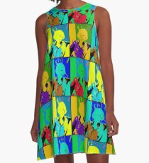 Neon Beauty in Denim A-Line Dress