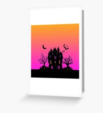 Haunted Silhouette Rainbow Mansion Greeting Card