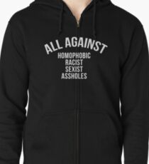 Sudadera con capucha y cremallera TODO CONTRA (BLANCO)