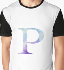 Blue Rho Watercolor Letter Graphic T-Shirt