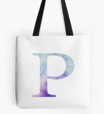 Blue Rho Watercolor Letter Tote Bag
